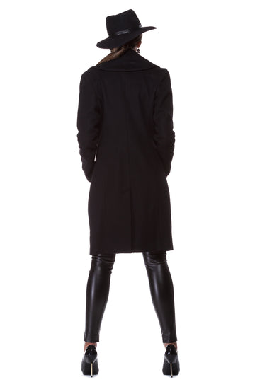 Black cashmere coat WCT-0001